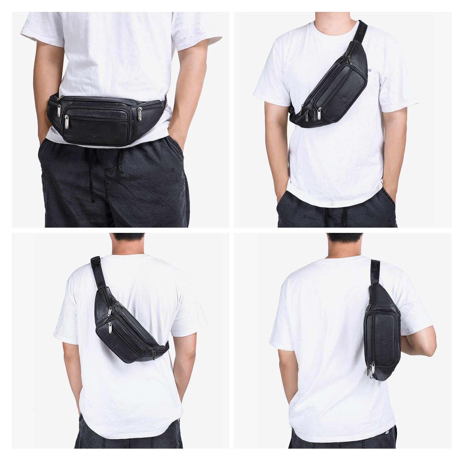 Leather Fanny Pack/Waist Bag/Organizer with Adjustable Belt, Multiple Pockets For Women