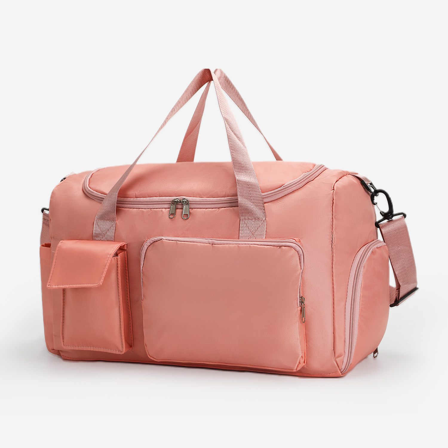 Light Blue Duffel Bag with Front Storage Pocket and Adjustable Shoulder Strap for Business Travel Work Commute and Daily Use