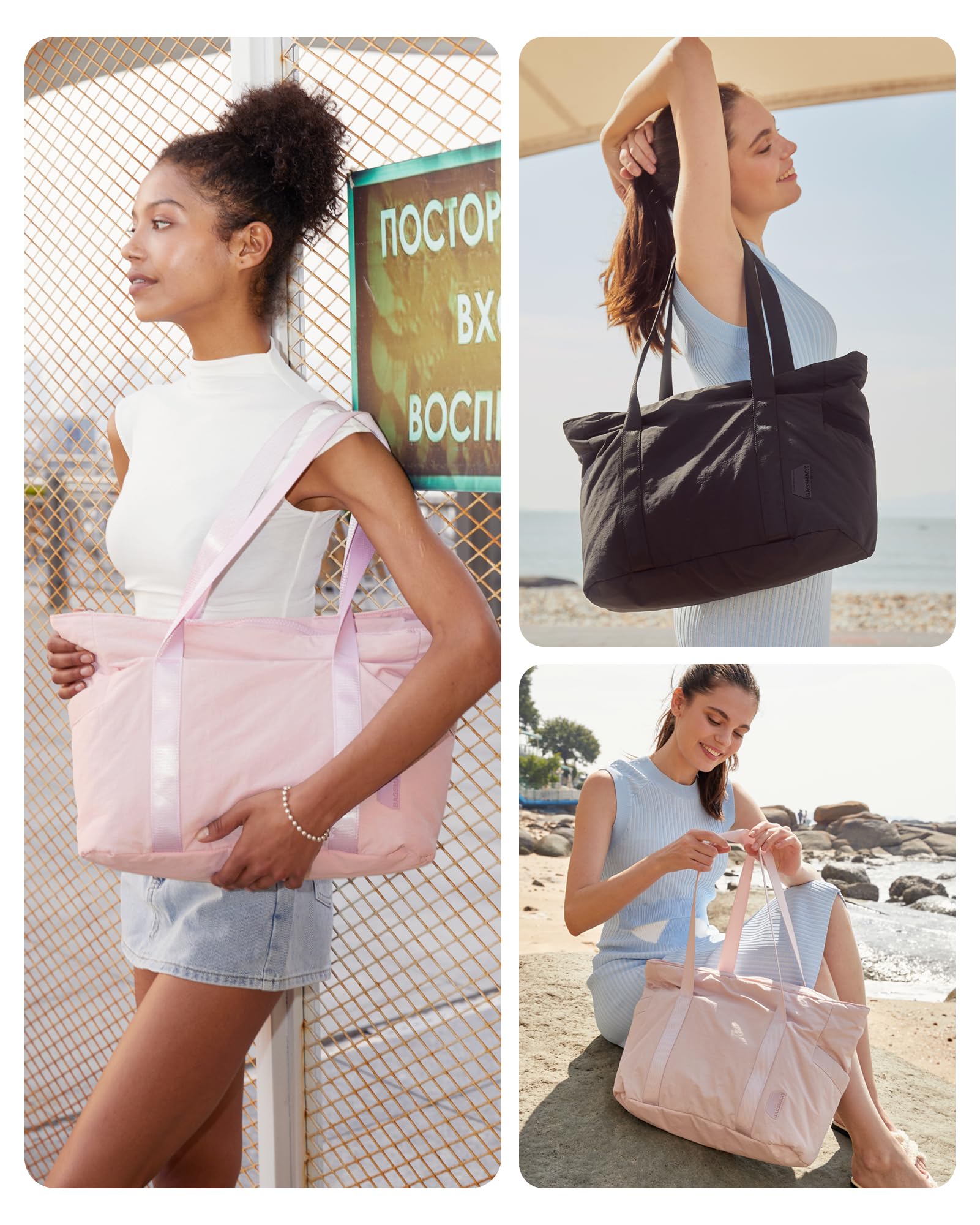 Tote Bag for Women with Zipper, Gym tote with Compartments, Work Tote Nurse Dance Yoga Bag for Travel