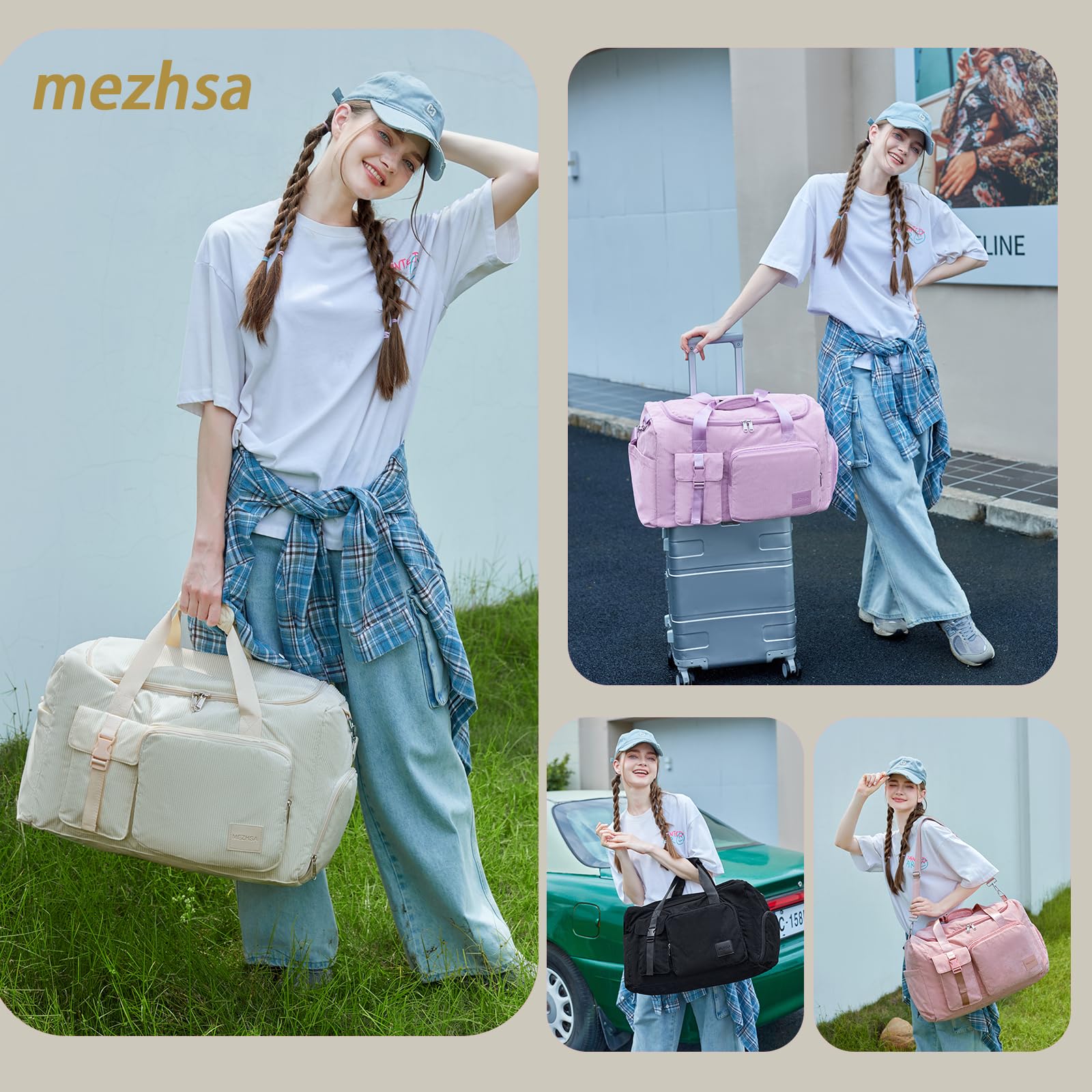 Girls Duffle Bag Woman Corduroy Travel Bag Kids Sports Duffel Bags With Shoe Compartment Wet Pocket