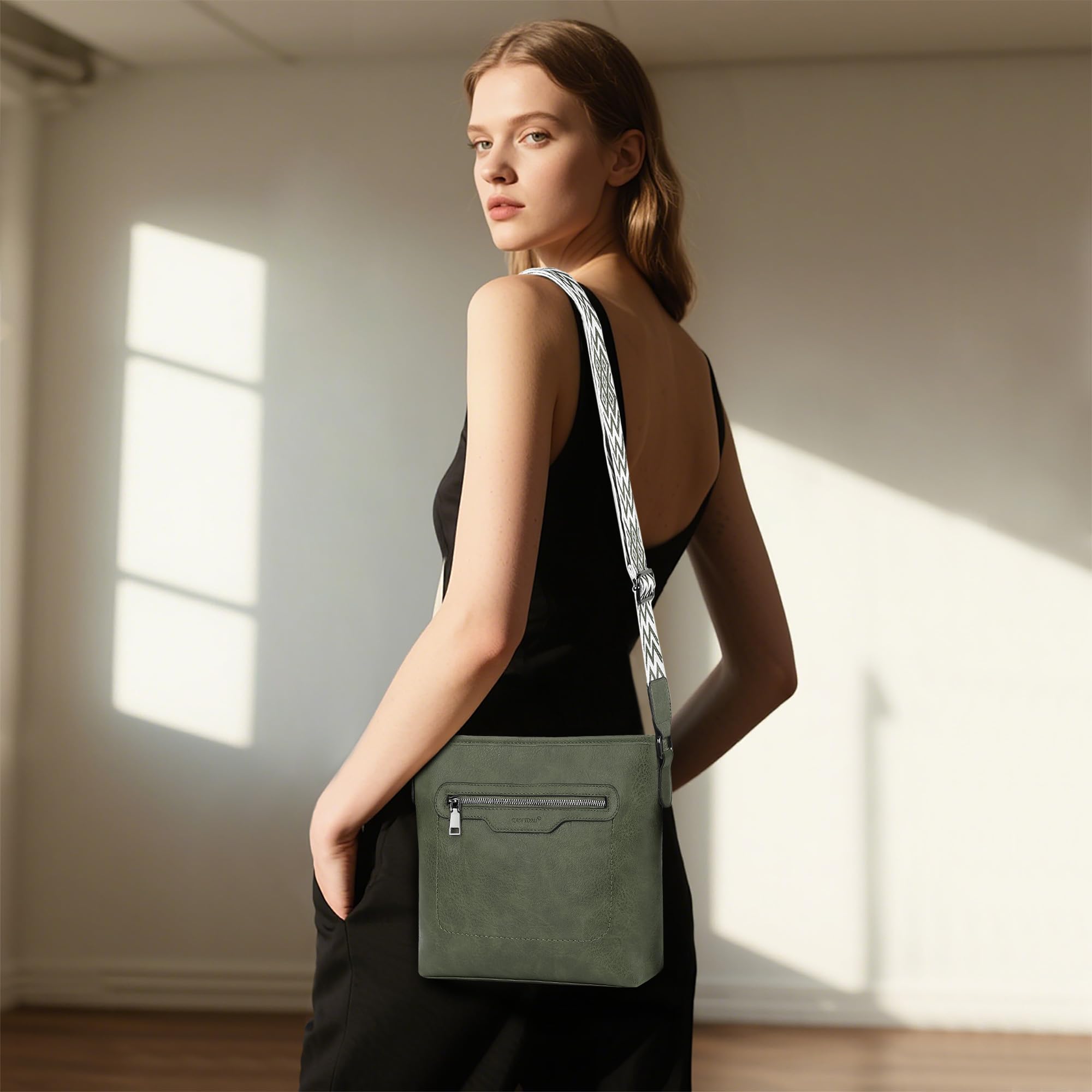 Crossbody Bags for Women Trendy Vegan Leather Hobo Purses Shoulder Handbags With Wide Shoulder Strap