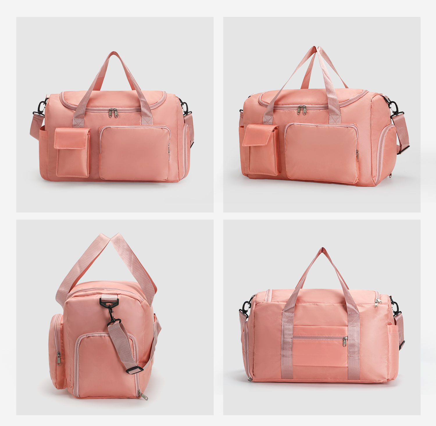 Light Blue Duffel Bag with Front Storage Pocket and Adjustable Shoulder Strap for Business Travel Work Commute and Daily Use