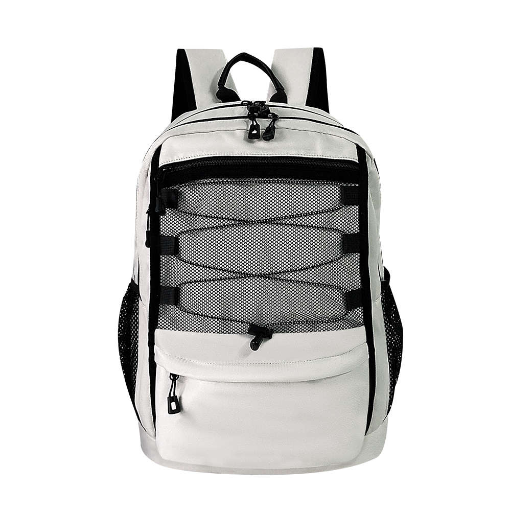 Large Durable Portable Custom Logo Zipper Backpack Waterproof Roomy Travel Business Bag Geometric Made Polyester for Men