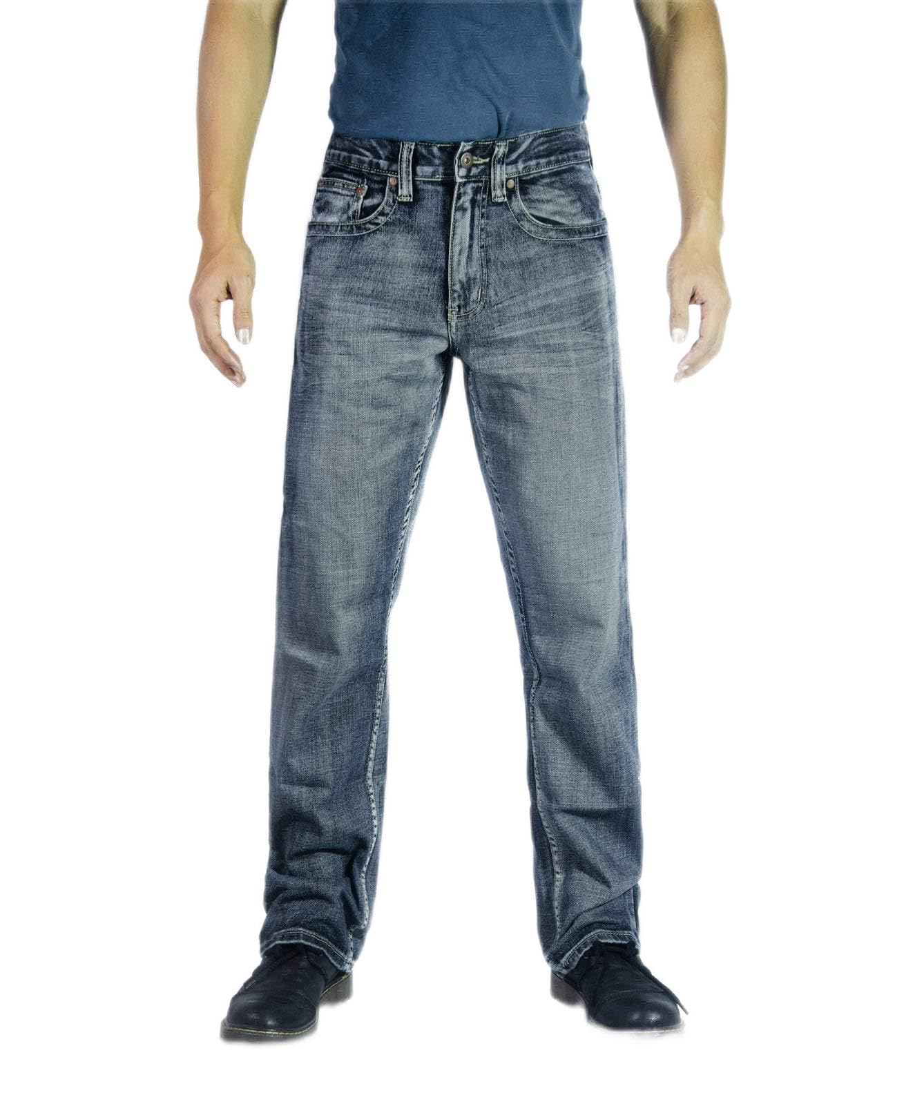Men’s Fashion Bootcut Blue Jeans Regular Fit Mens Work Pants