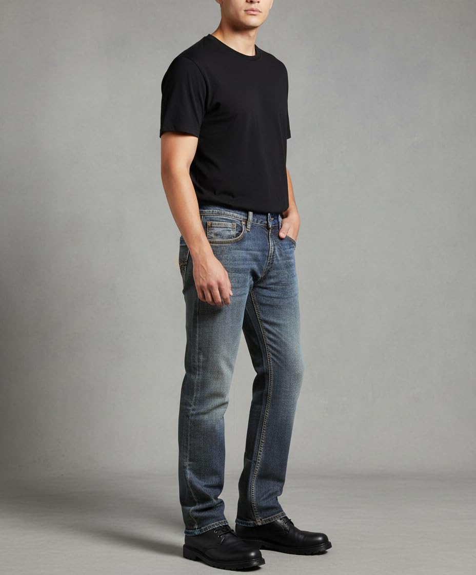 Men’s Fashion Bootcut Blue Jeans Regular Fit Mens Work Pants