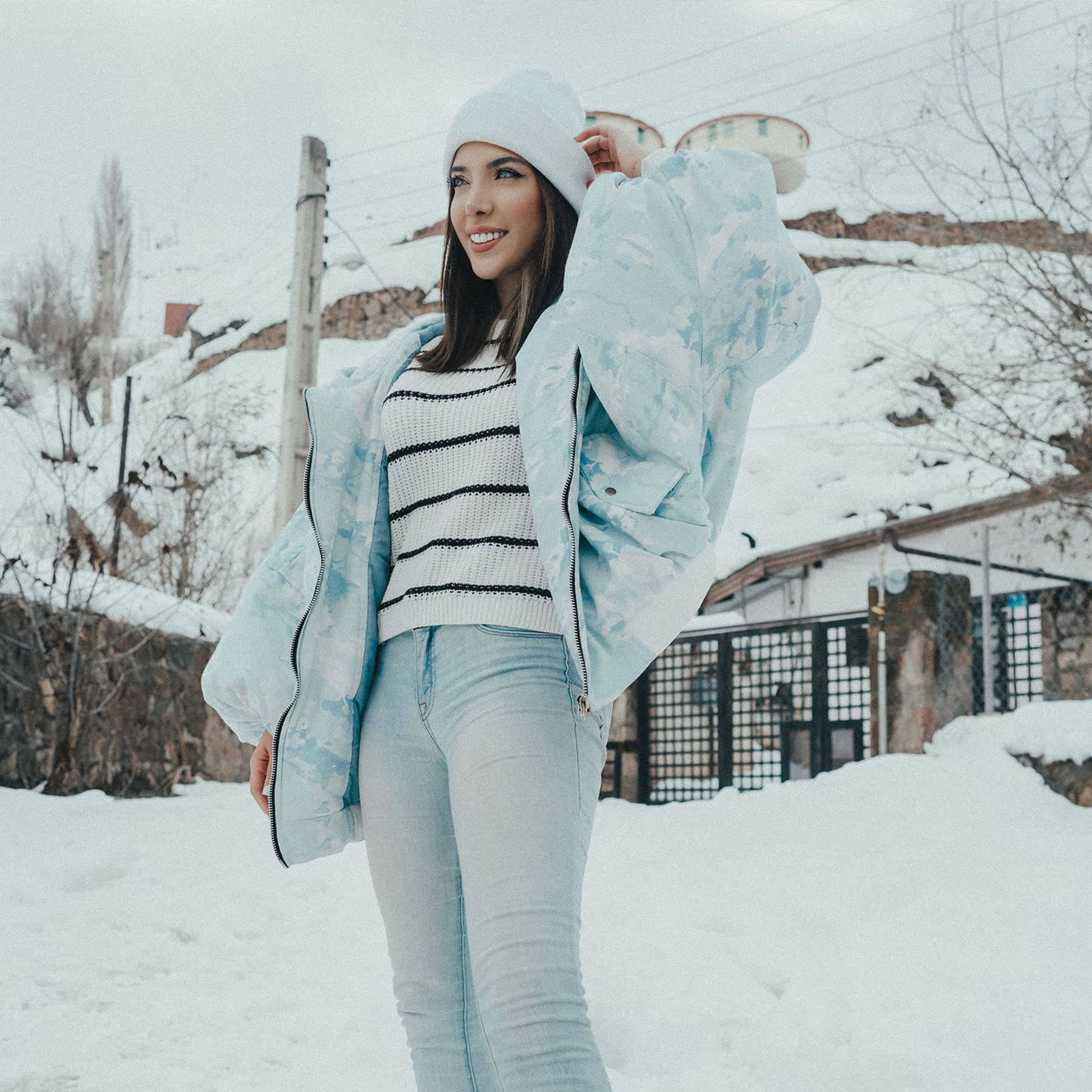 Men Women Warm Knit Cuffed Plain Beanie Hat Skull Cap.