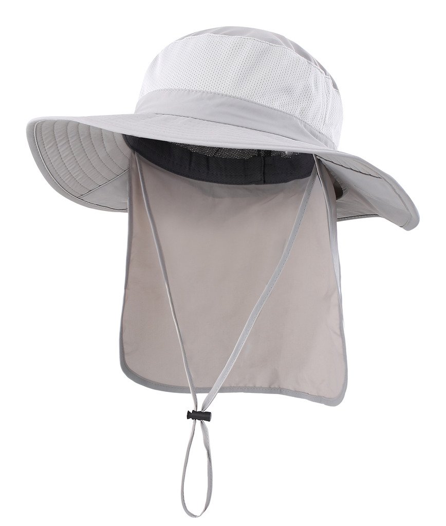 UPF50+ Mesh Sun Hat Wide Brim Fishing Hat with Neck Flap Sun Hat for Men Women