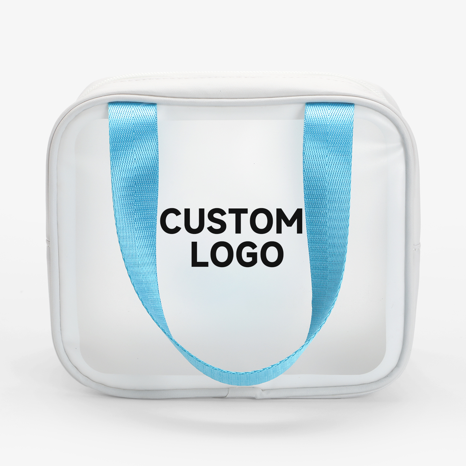 Custom Logo 7 Inch Waterproof Clear Makeup Toiletry Bag Transparent PVC Cosmetic Makeup Wash Bag for Travel