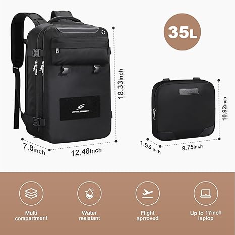 Travel Backpack for Men,35L Laptop Backpack Fits 17-Inch Laptop,Carry On Backpack for Airplanes with Crossbody Bag&Shoe Compartment&Toiletry Bag