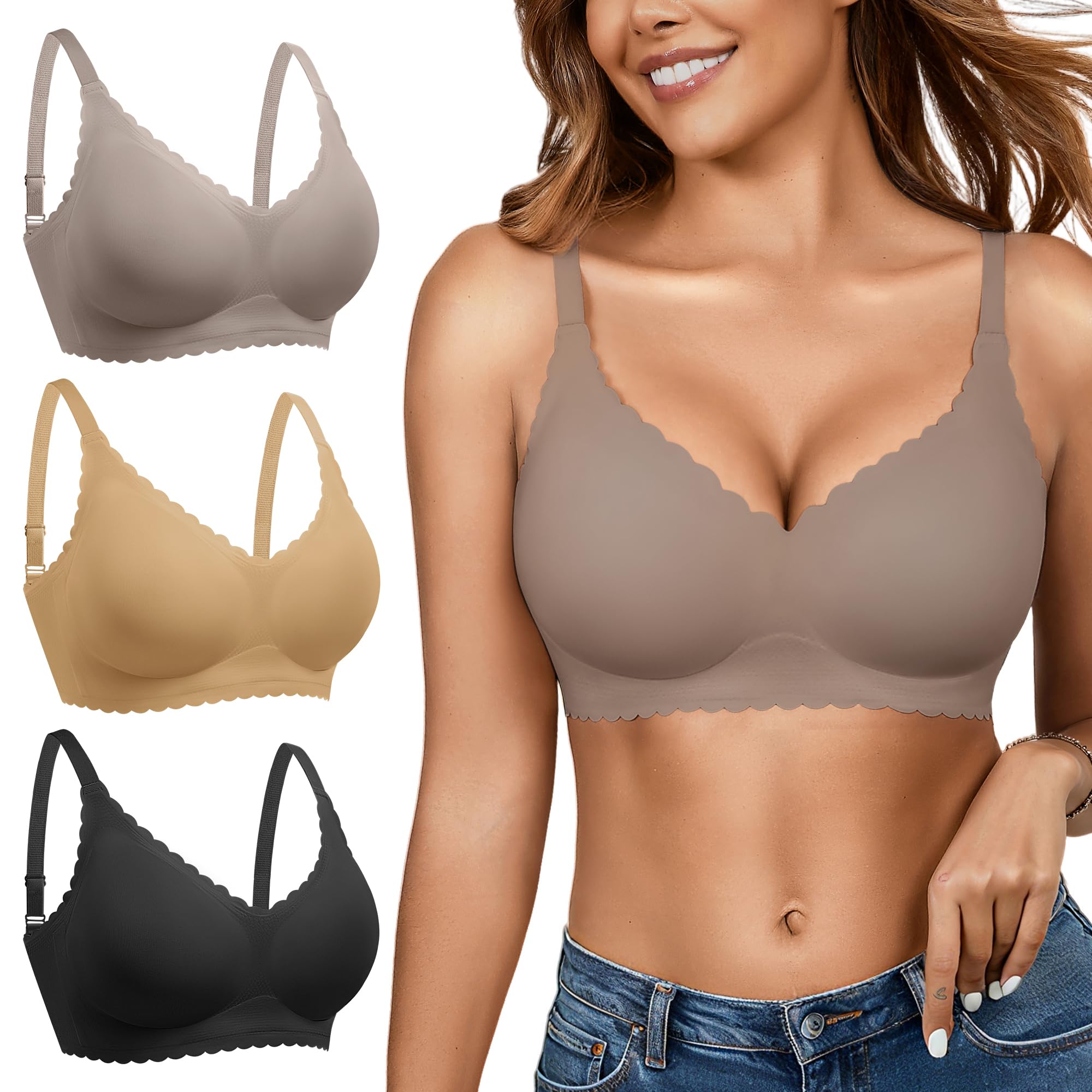 Women's seamless bra without steel rims with support
