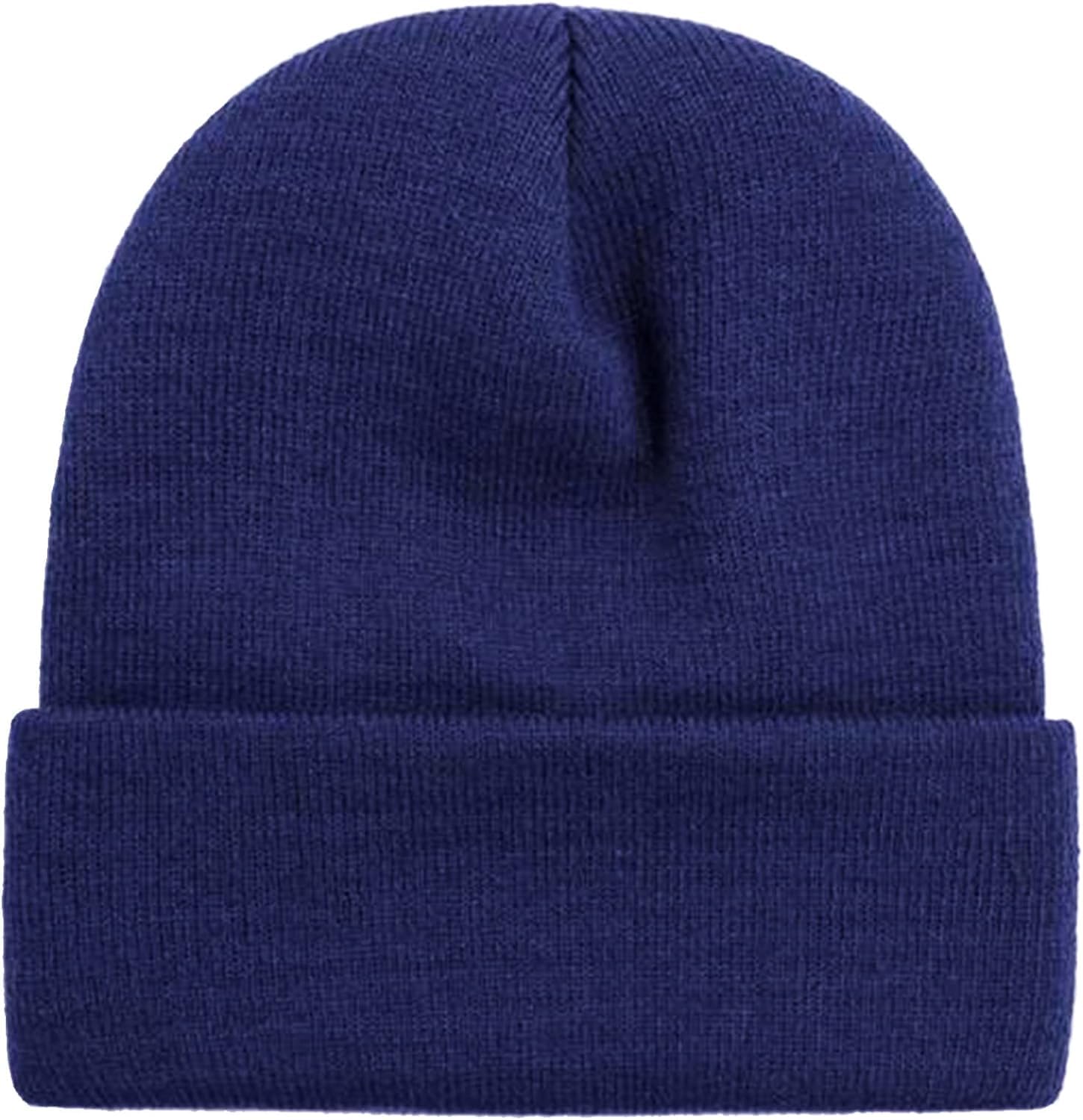 Men Women Warm Knit Cuffed Plain Beanie Hat Skull Cap.