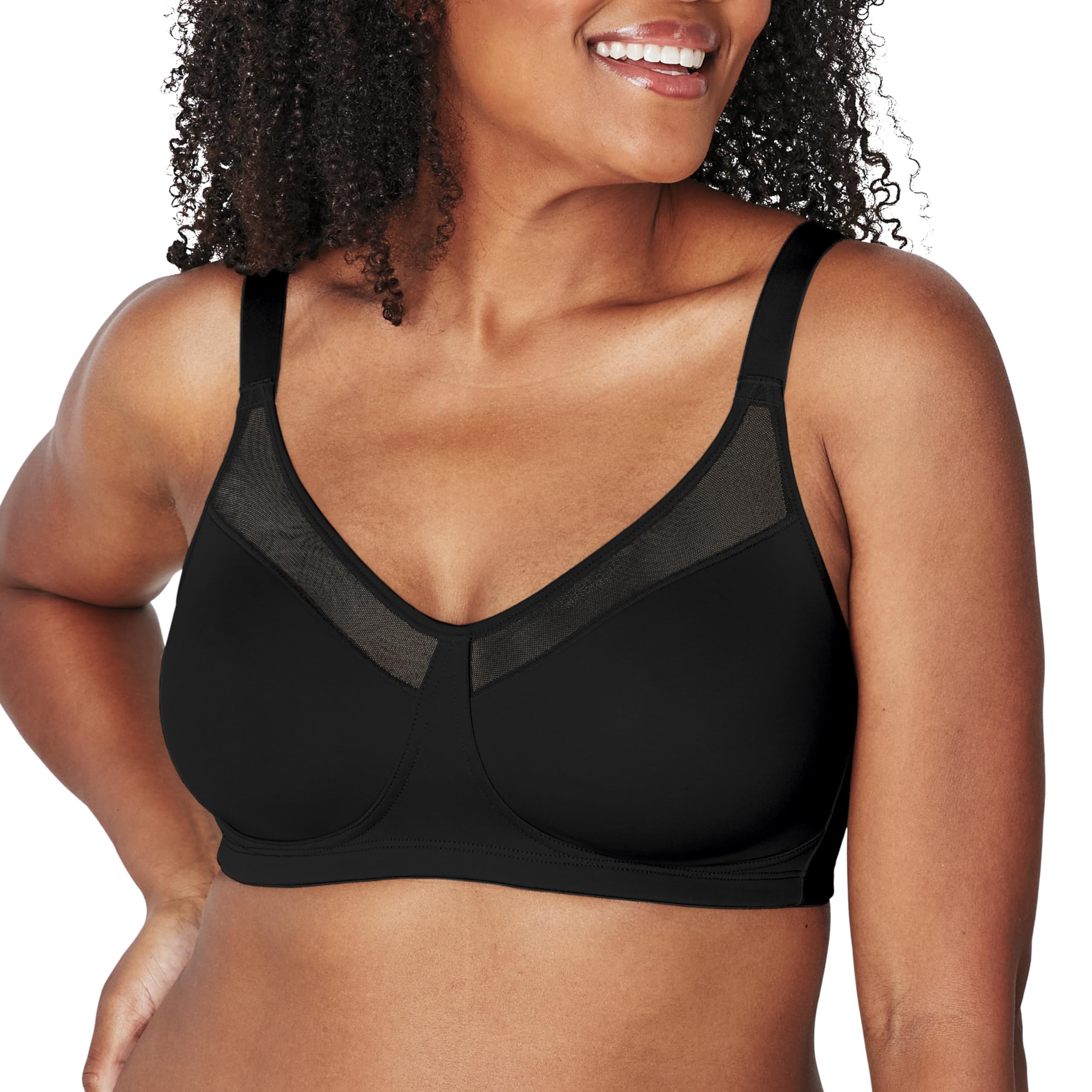 Women's 18 hour reduced smooth full coverage wireless T-shirt bra with mesh trim