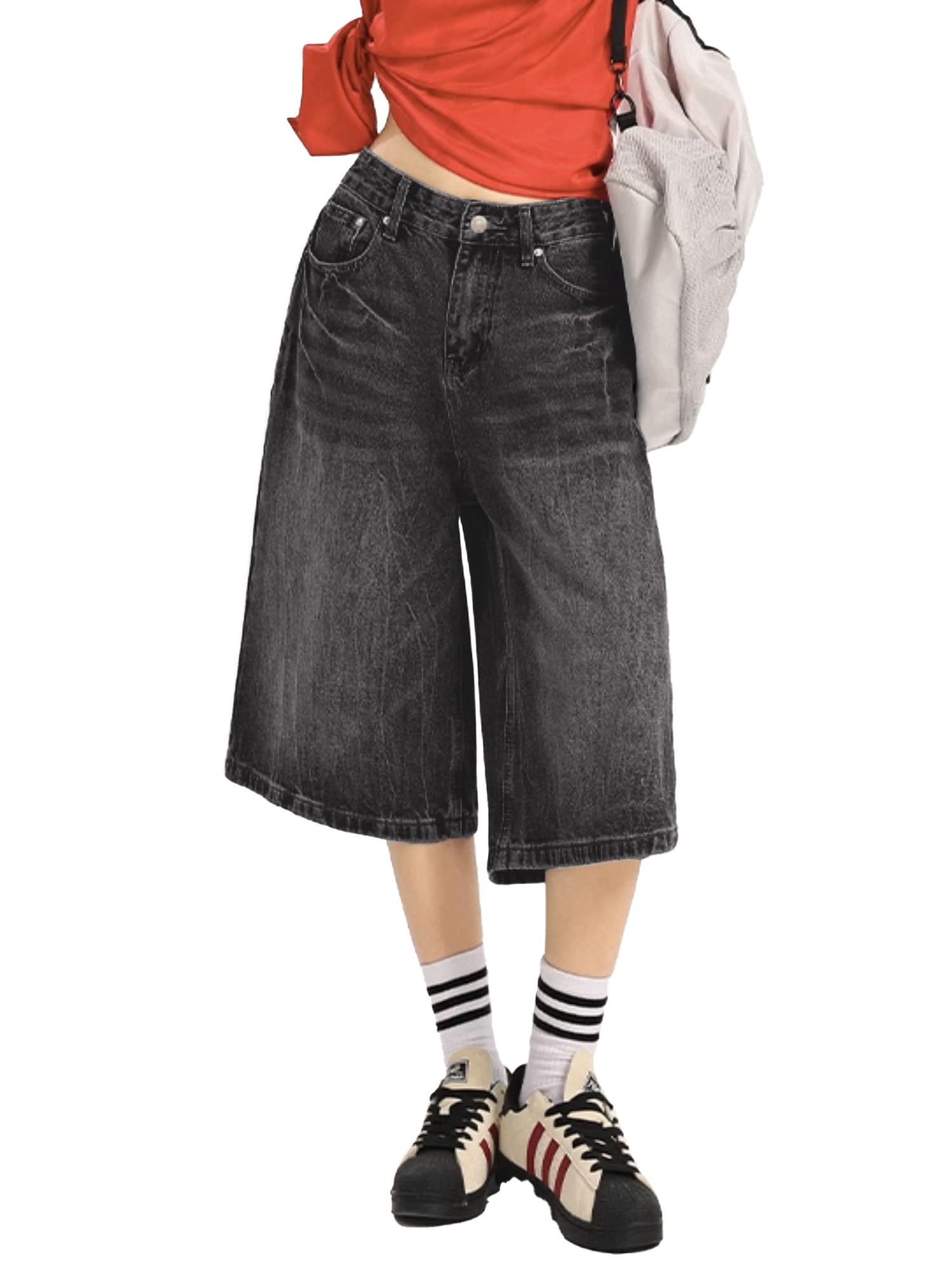 Jorts Women Baggy Jean Shorts Casual 2025 Summer Trendy Wide Leg Long Denim Shorts Y2K Streetwear