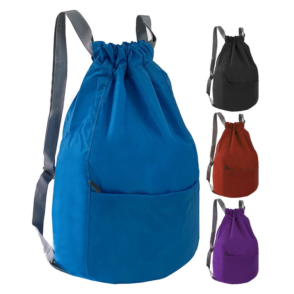 Custom Logo Promotional Polyester Shopping Drawstring Bag Blue Colorful Carry Gift Bag Sports Drawstring Backpack