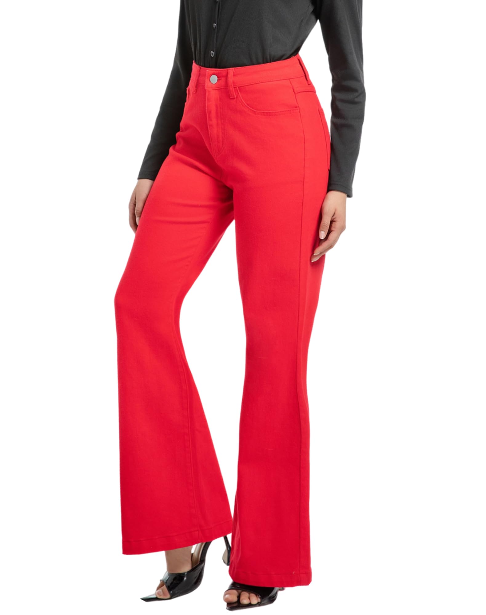 Women's Bell Bottom Jeans High Waisted Stretchy Curvy Flare Denim Pants