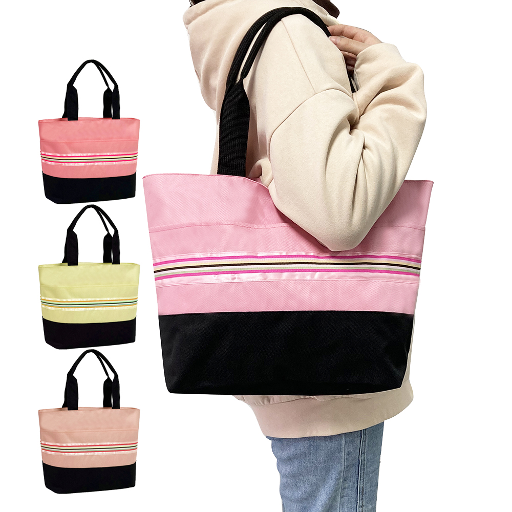 Durable Customizable Recycled Women Stripe Tote Bag