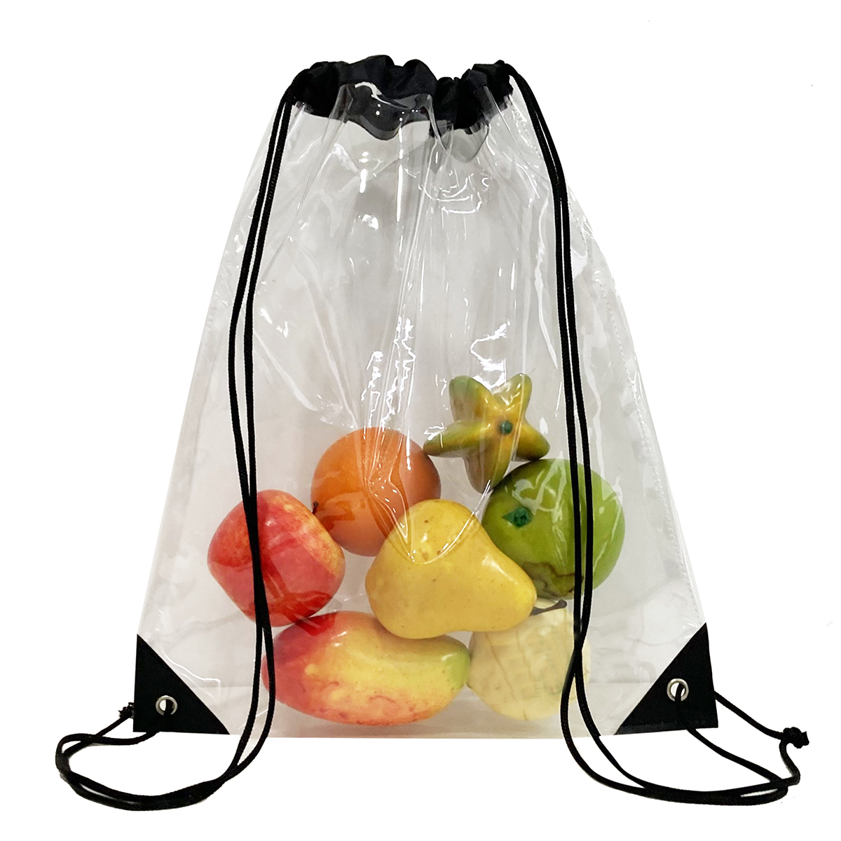 Durable Transparent PVC Customized Logo Medium Packsack Printing Promotional Adversting Drawstring Backpacks Bag