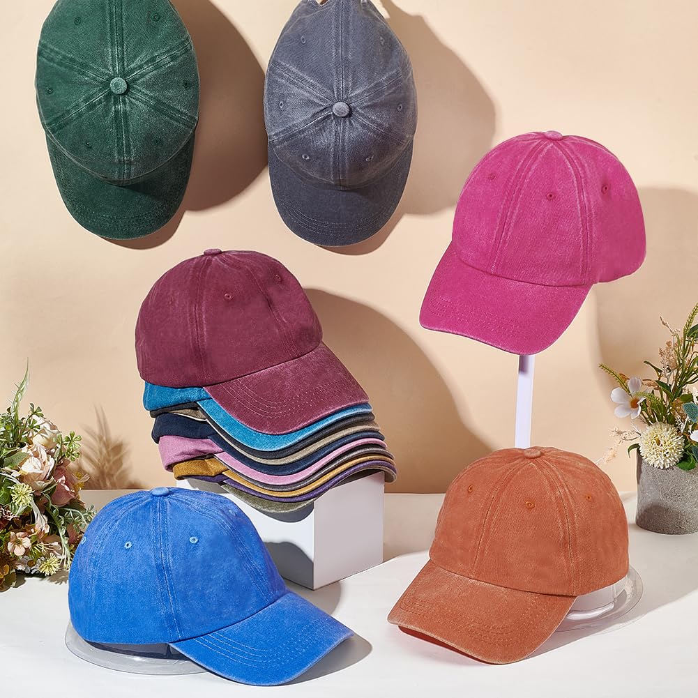 Adjustable Sports Caps Vintage Washed Distressed Baseball Cap Cloth Plain Trucker Hats for Women Men Outdoor Sports Activities