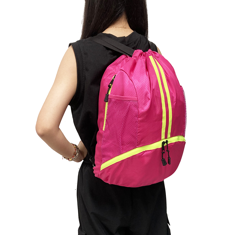 Durable Polyester Customized logo Medium Packsack Cotton Printing Promotional Adversting Drawstring Bag