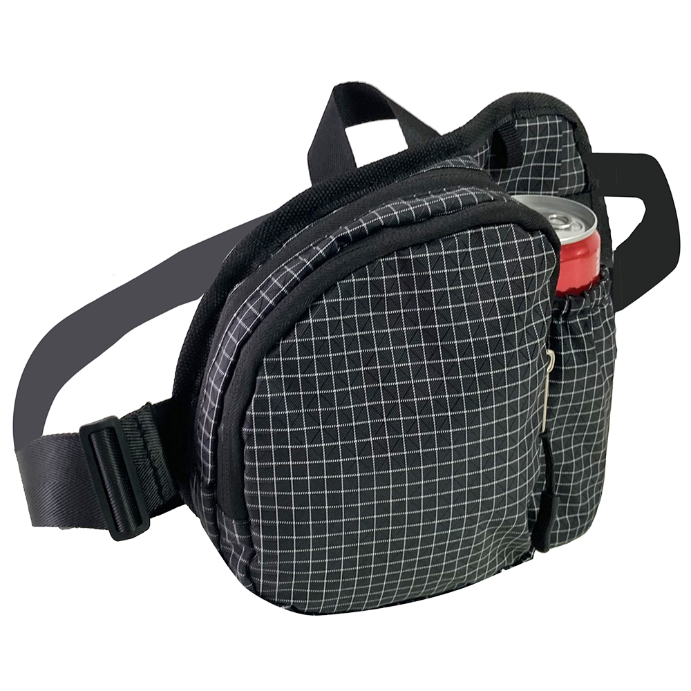 Multi-functional Black Waist Bag Sling Bag with Beverage Pocket for Festival & Running