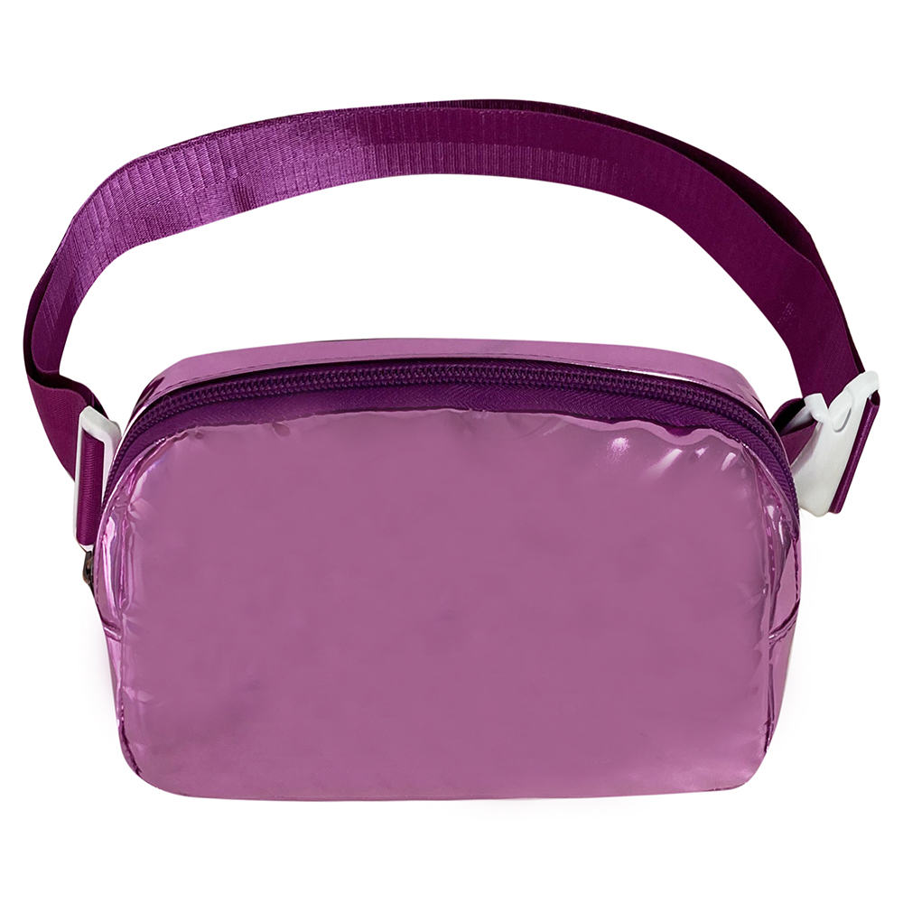 Water-Resistance Shiny Purple Fanny Pack Sling Bag for Concerts & Travel