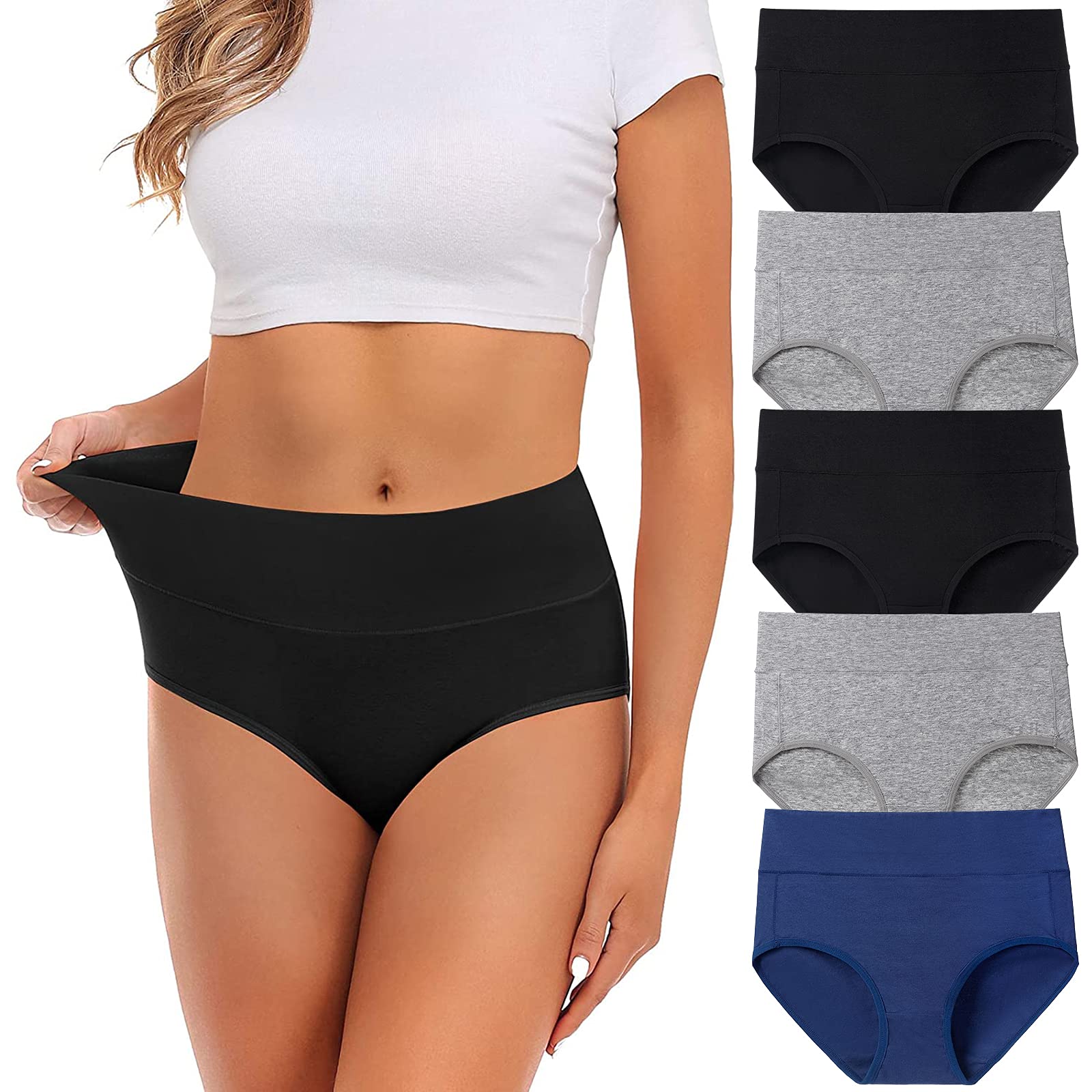 Women's underwear, cotton mid waist no pancake top, fully covered triangular underwear, women's underwear multi piece set