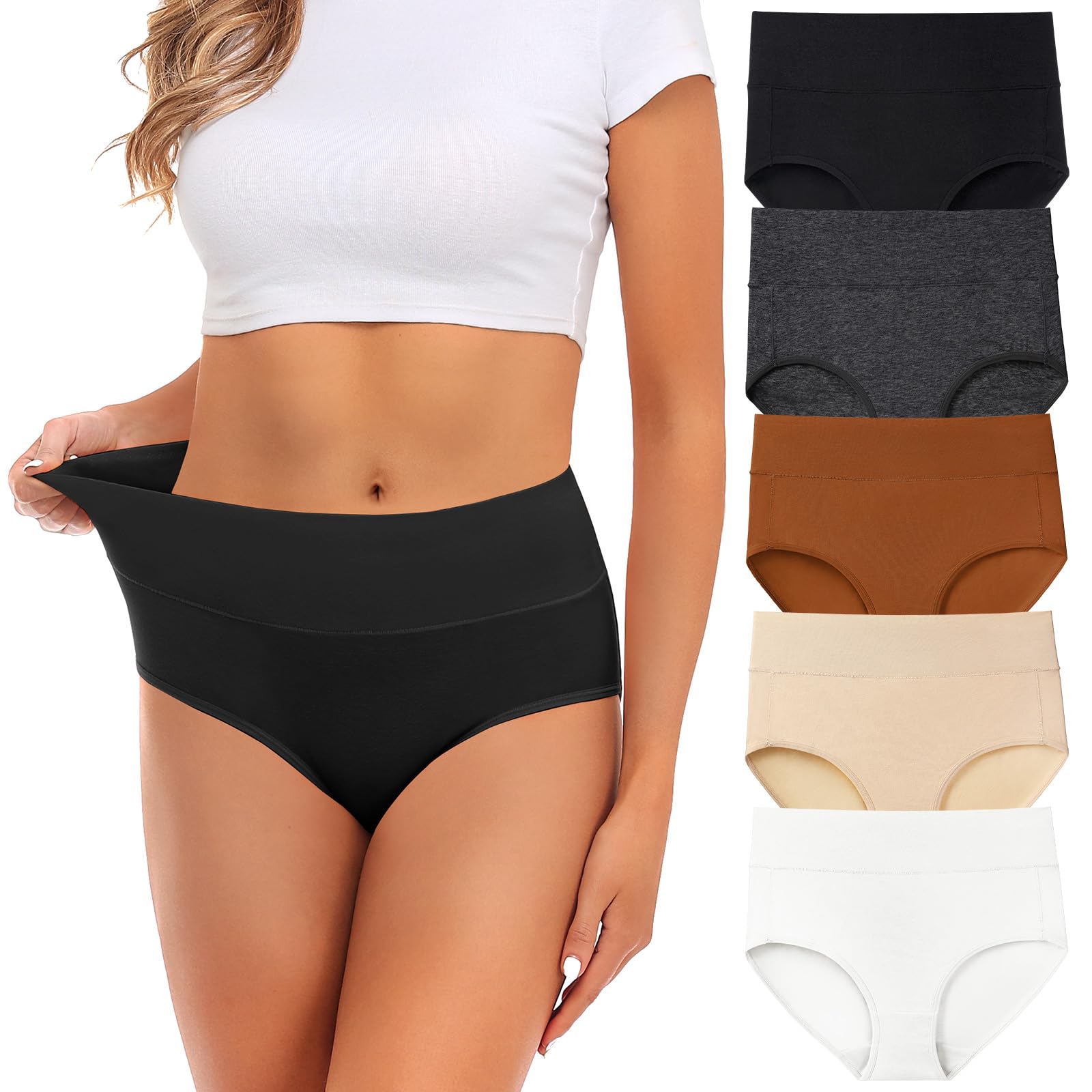 Women's underwear, cotton mid waist no pancake top, fully covered triangular underwear, women's underwear multi piece set