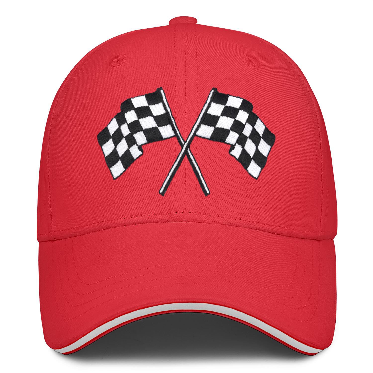 Checkered Flags Race Car Flag Pole Hat for Men Women,Adjustable Snapback Racing Baseball Cap
