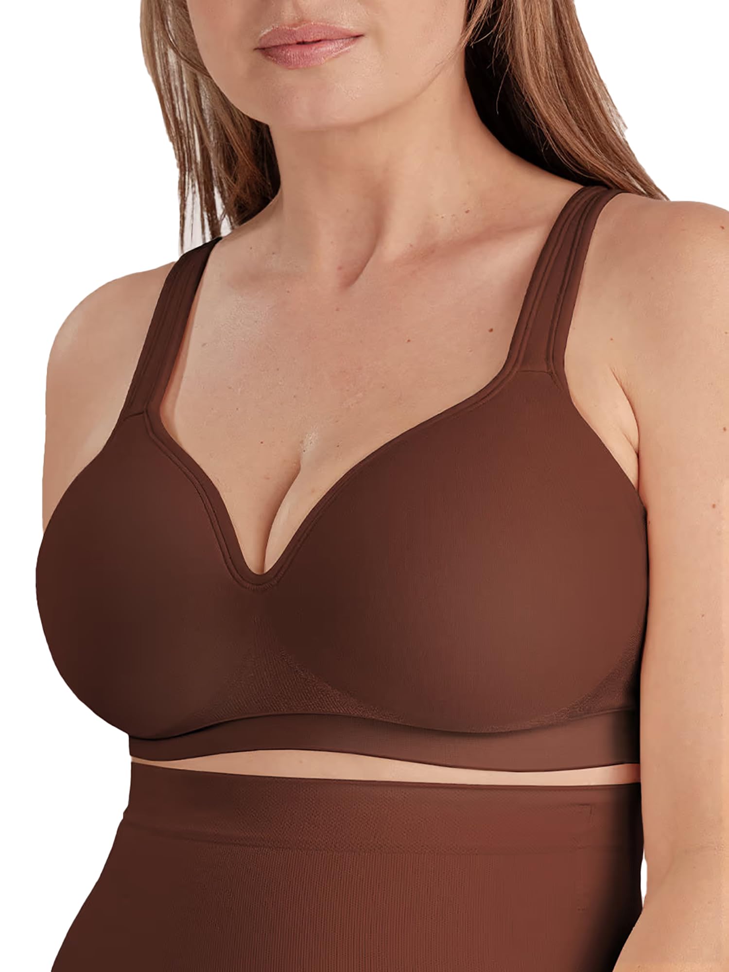 Women's heart-shaped bra - no steel ring gathered bra strap support, fully covered seamless bra