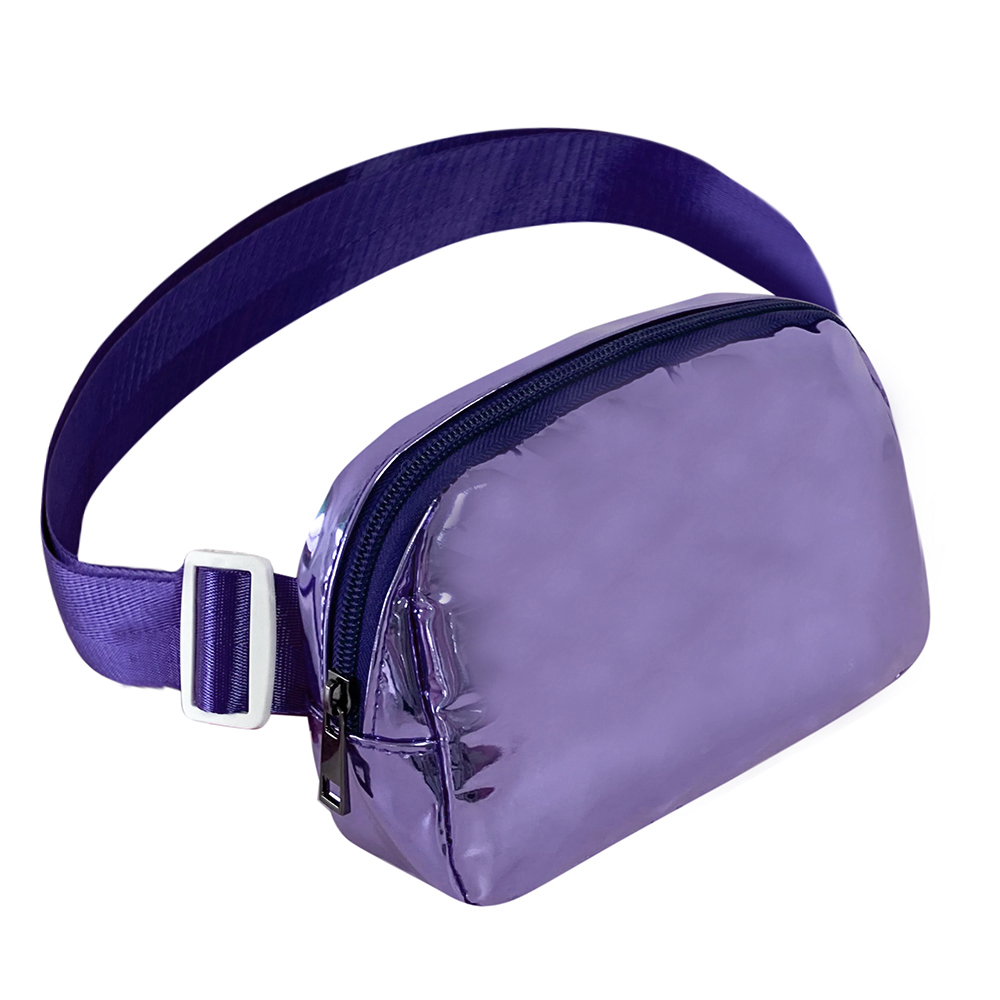 Water-Resistance Shiny Purple Fanny Pack Sling Bag for Concerts & Travel