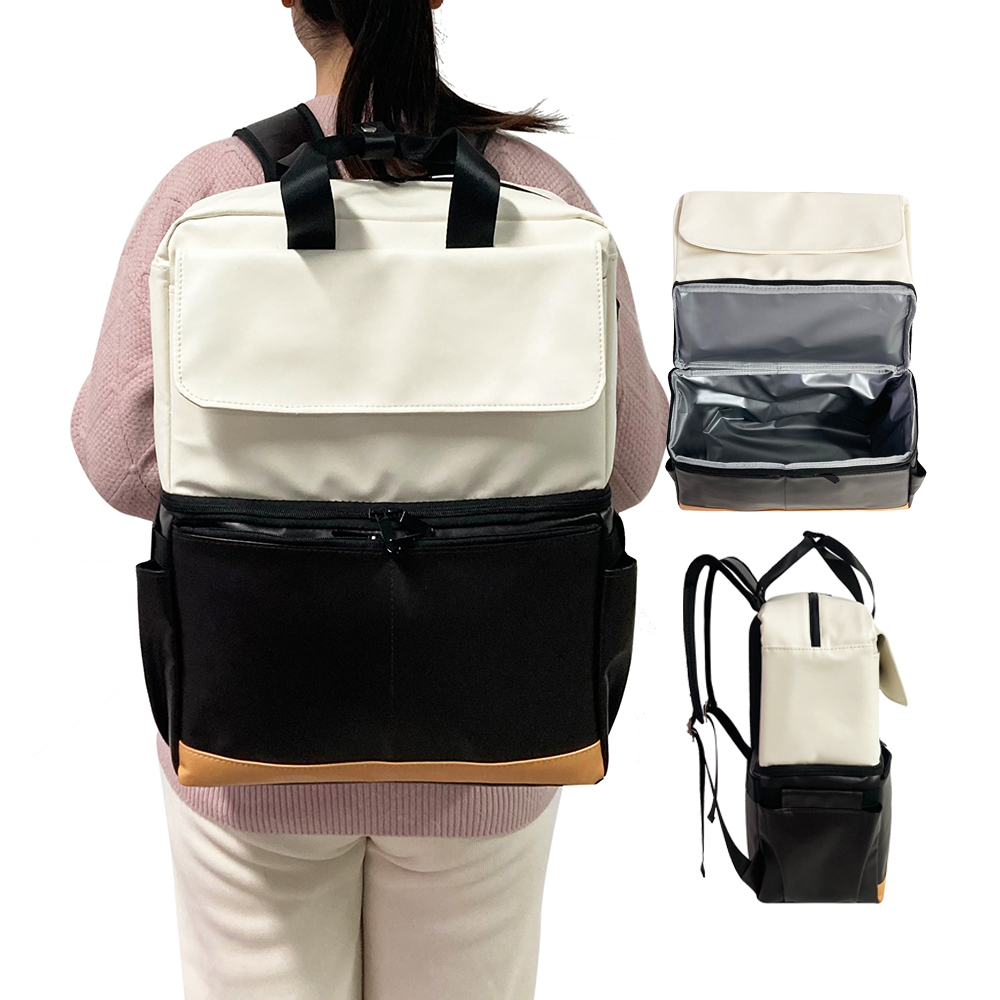 Custom Logo Waterproof PU Picnic Lunch Bags Double Layer Leakproof Soft Picnic Insulated Cooler Backpack for Luggage