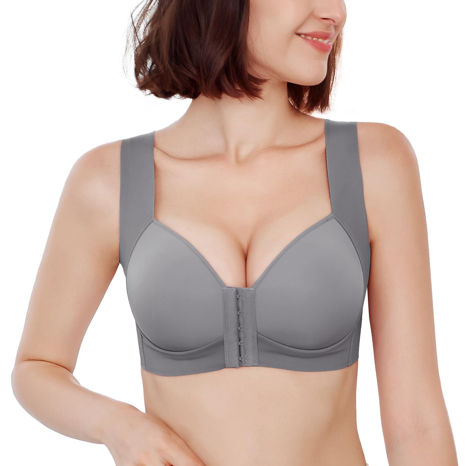 Front Close Bra for Women Push Up Wirefree Bra Seamless No Dig Comfort Brassiere