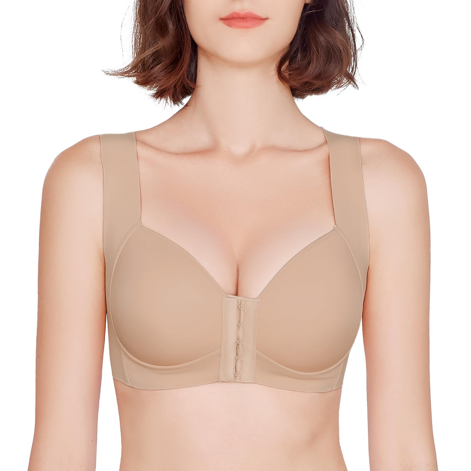 Front Close Bra for Women Push Up Wirefree Bra Seamless No Dig Comfort Brassiere