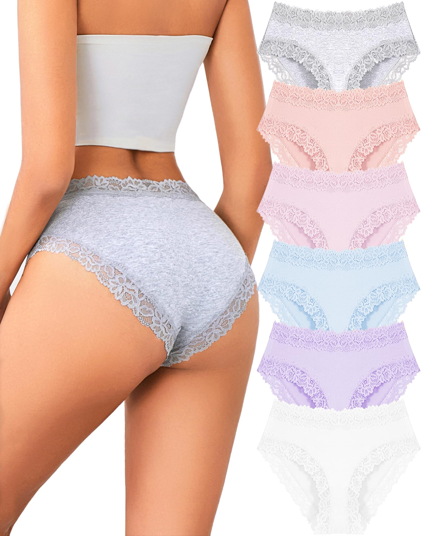 Womens Cotton Underwear for Women Sexy Lace Briefs Soft Stretch Underwear