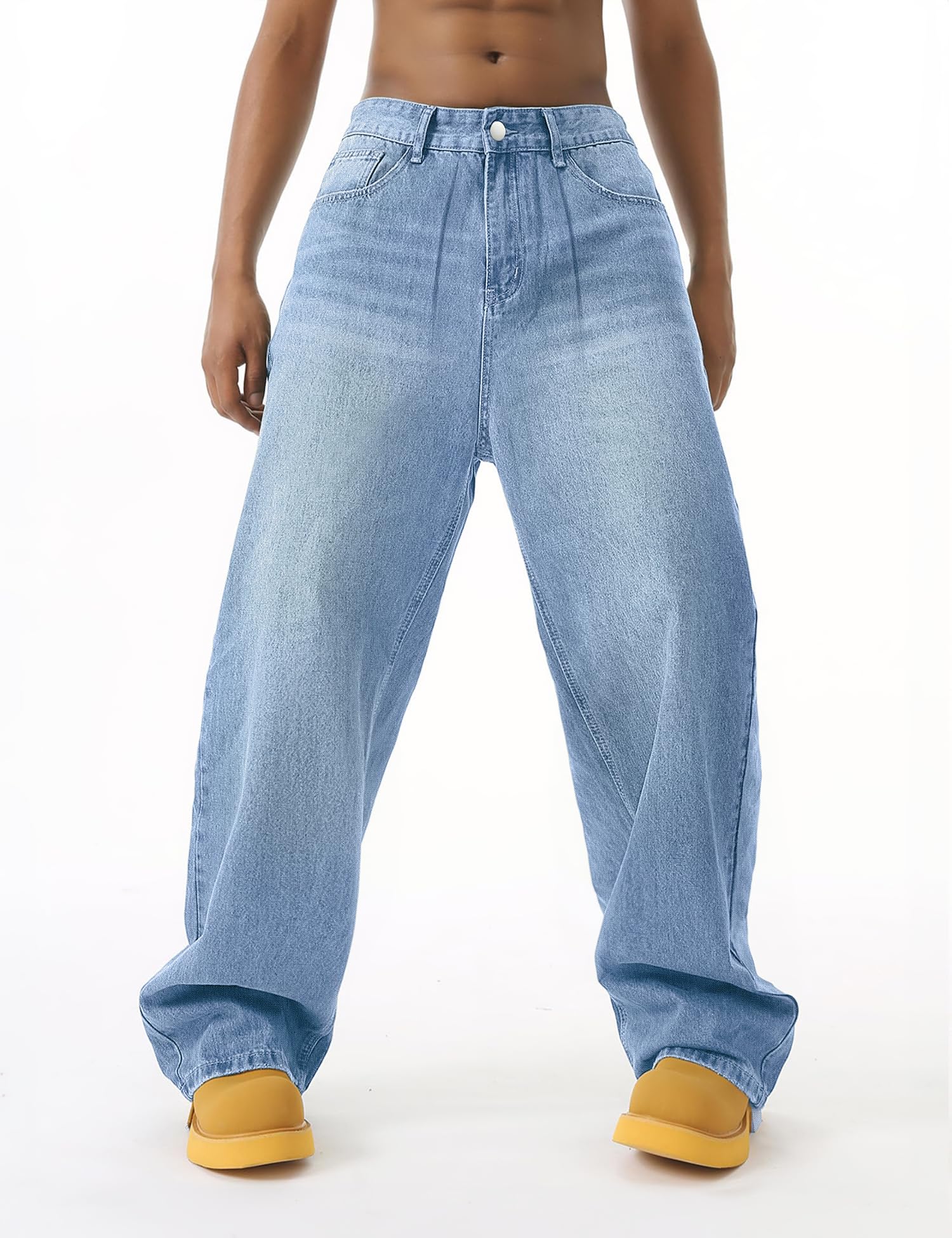 Baggy Jeans Men Wide Leg Hip Hop Skater Denim Cargo Pants Vintage Loose Fit,Relaxed Long