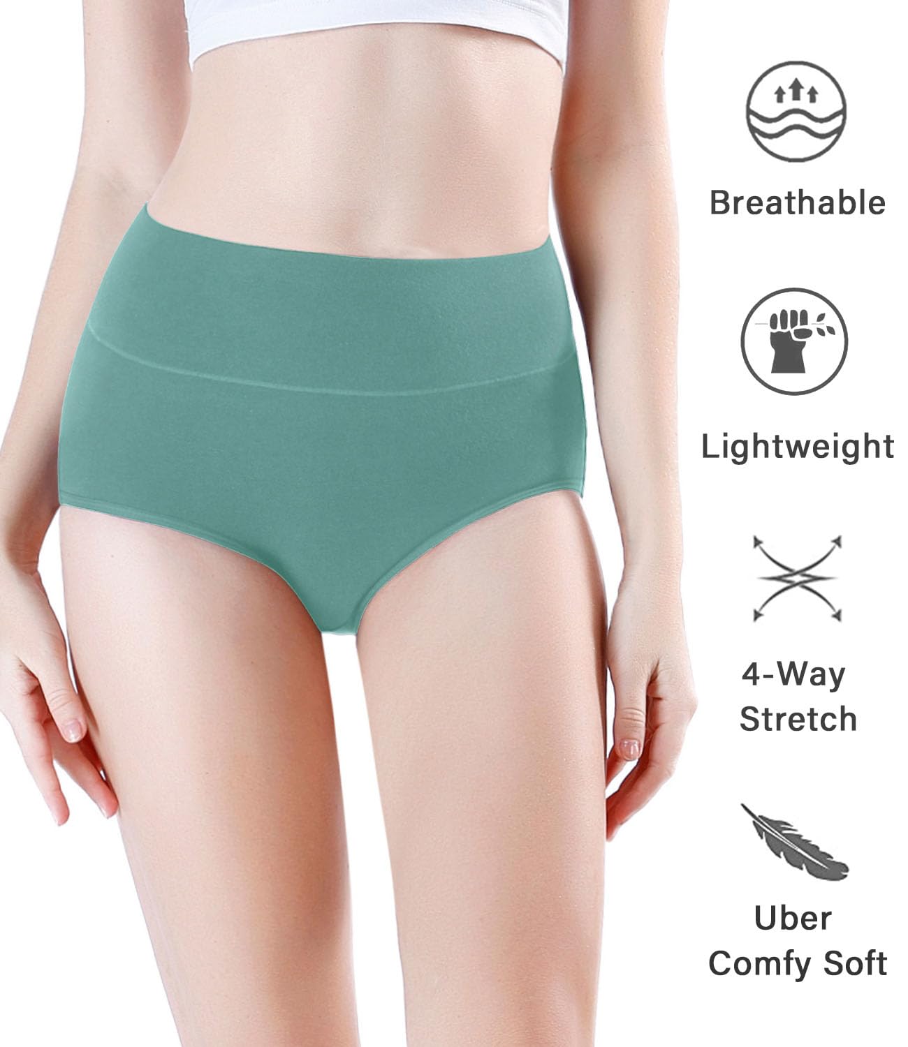 Women's Modal Underwear Soft High Waist Briefs Ladies Panties