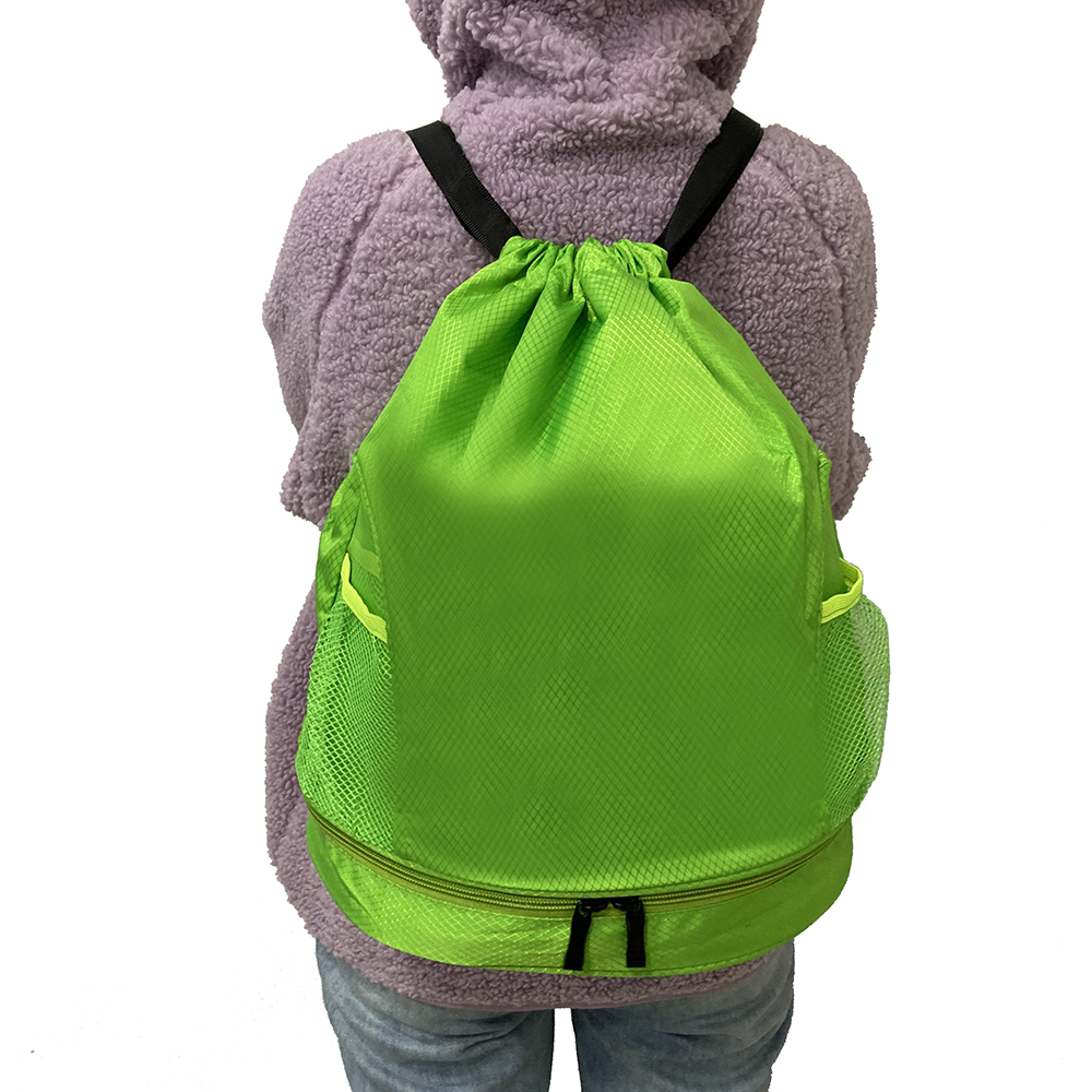 Hot Sale Eco-friendly Durable Portable Travel Drawstring Backpack Polyester Duffel Leisure Drawstring Backpacks with Pocket