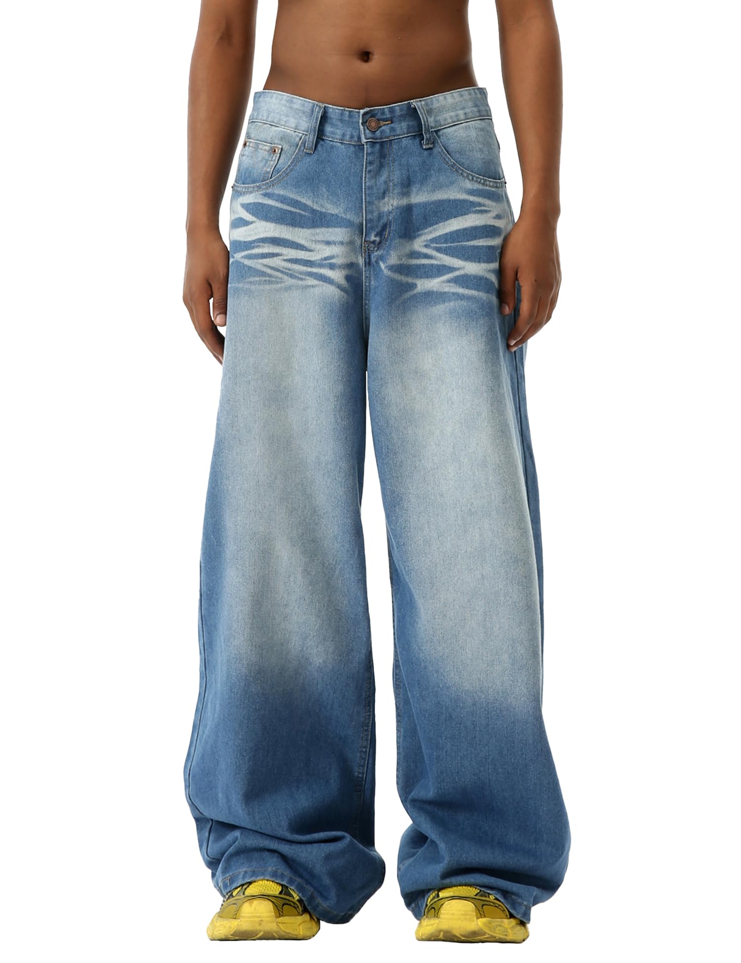 Baggy Jeans Men Wide Leg Hip Hop Skater Denim Cargo Pants Vintage Loose Fit,Relaxed Long