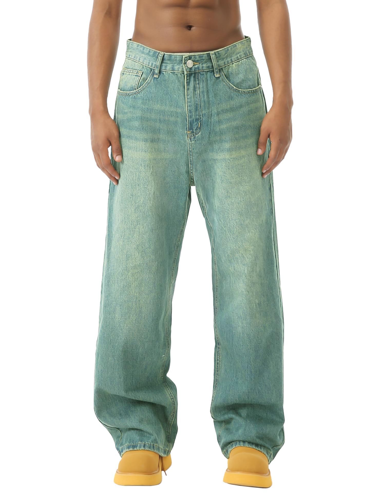 Baggy Jeans Men Wide Leg Hip Hop Skater Denim Cargo Pants Vintage Loose Fit,Relaxed Long