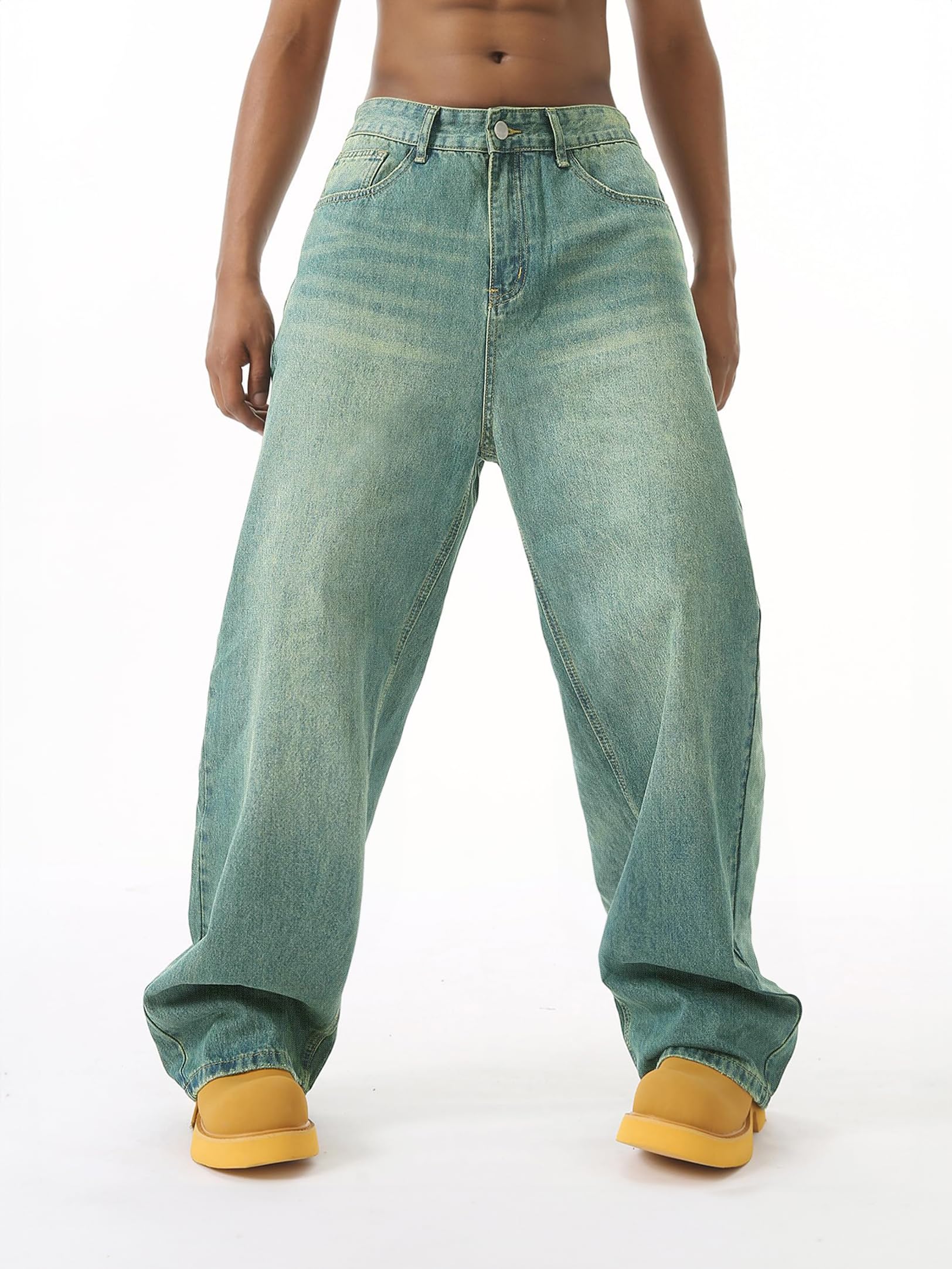 Baggy Jeans Men Wide Leg Hip Hop Skater Denim Cargo Pants Vintage Loose Fit,Relaxed Long
