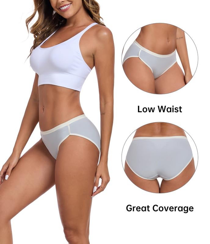 Women's Modal Underwear Soft Bikini Panties for Women Pack Moisture Wicking Underwear Comfy Hipster Briefs