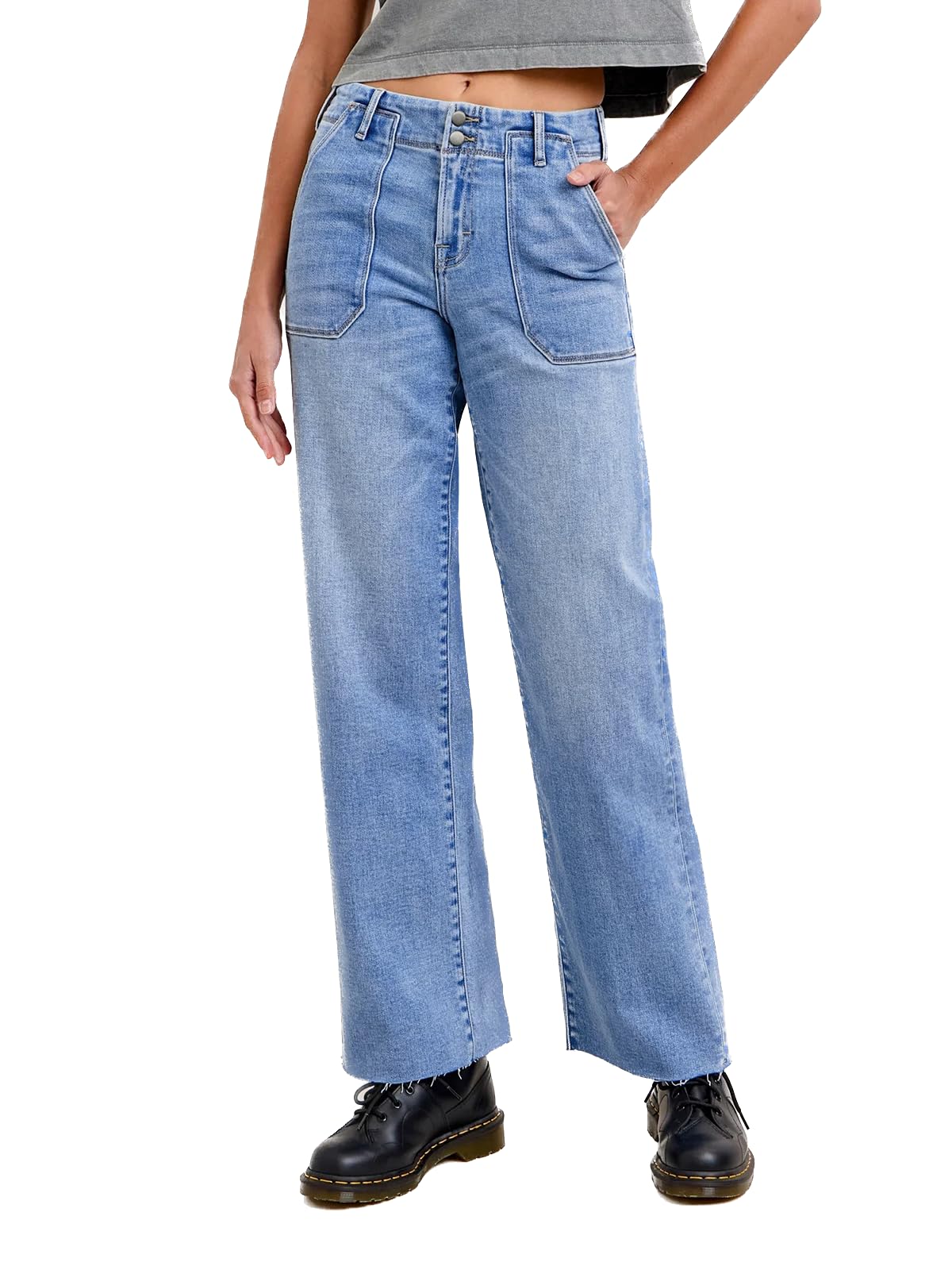 Baggy Jeans Women Straight Leg Mid Rise Cute Trendy Y2K Boyfriend Loose Fit Denim Pants Wide Leg High Waisted Stretchy
