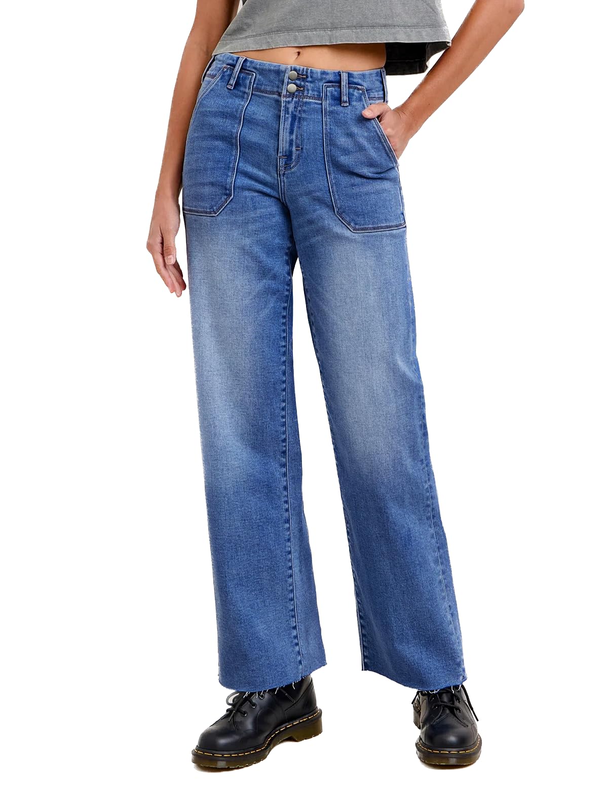 Baggy Jeans Women Straight Leg Mid Rise Cute Trendy Y2K Boyfriend Loose Fit Denim Pants Wide Leg High Waisted Stretchy