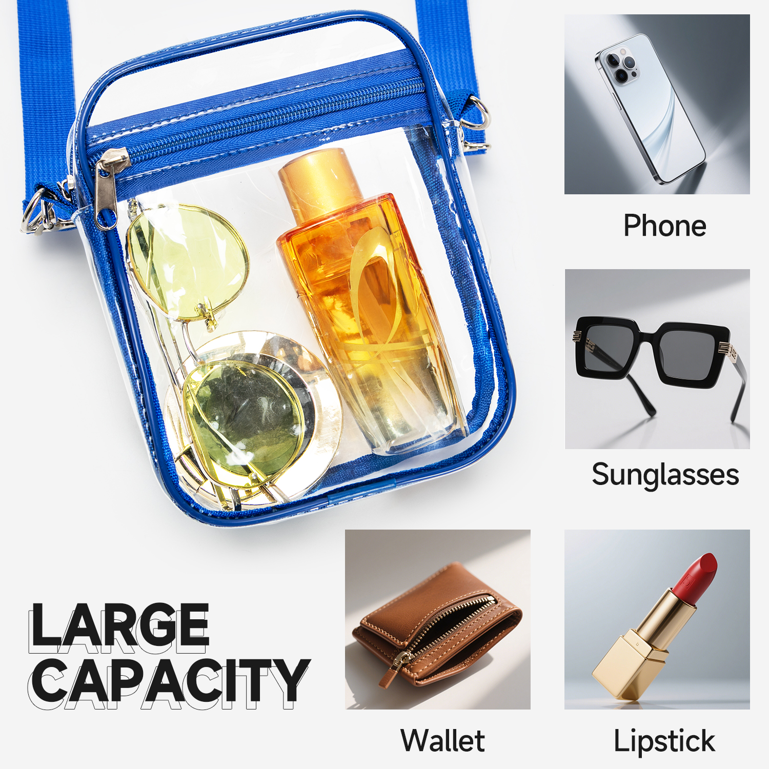 Stadium Approved PVC Purse-Lightweight Clear Men Crossbody Bag Mini Phone Storage Men's Crossbody Bags for Concerts Sports