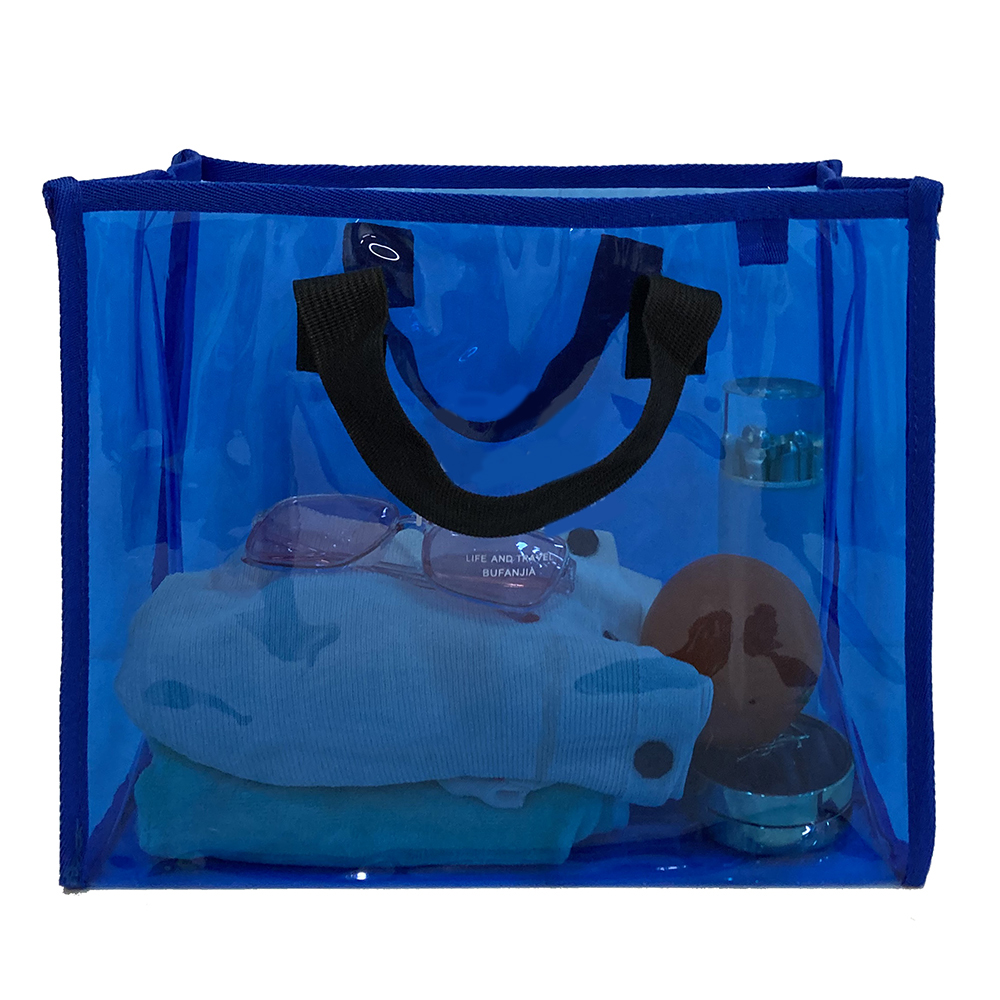 Wholesale Stadium Approved Blue Color PVC Tote Bag