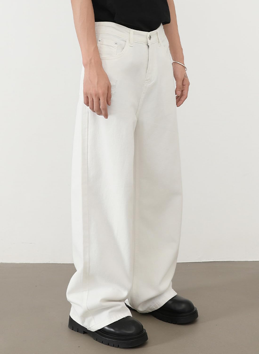 Men's Baggy Hip Hop Jeans Wide Leg Skater Denim Pants Casual Loose Fit Long Trousers Stree