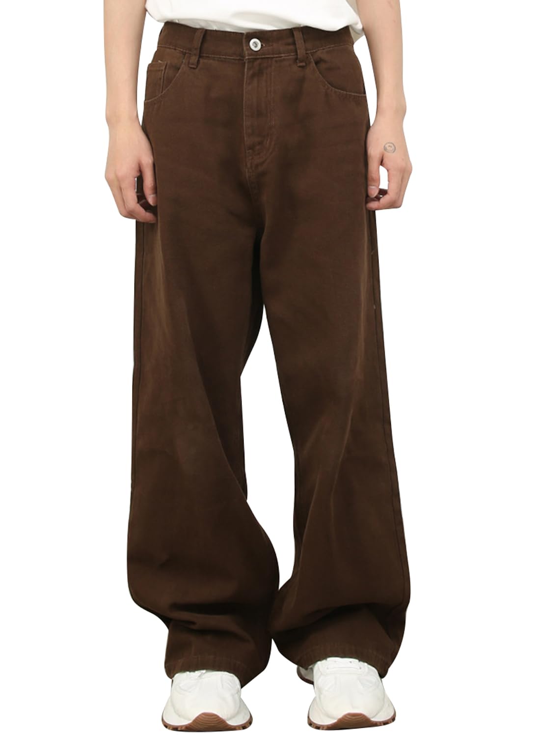 Men's Baggy Hip Hop Jeans Wide Leg Skater Denim Pants Casual Loose Fit Long Trousers Stree