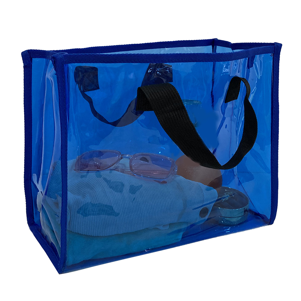 Wholesale Stadium Approved Blue Color PVC Tote Bag