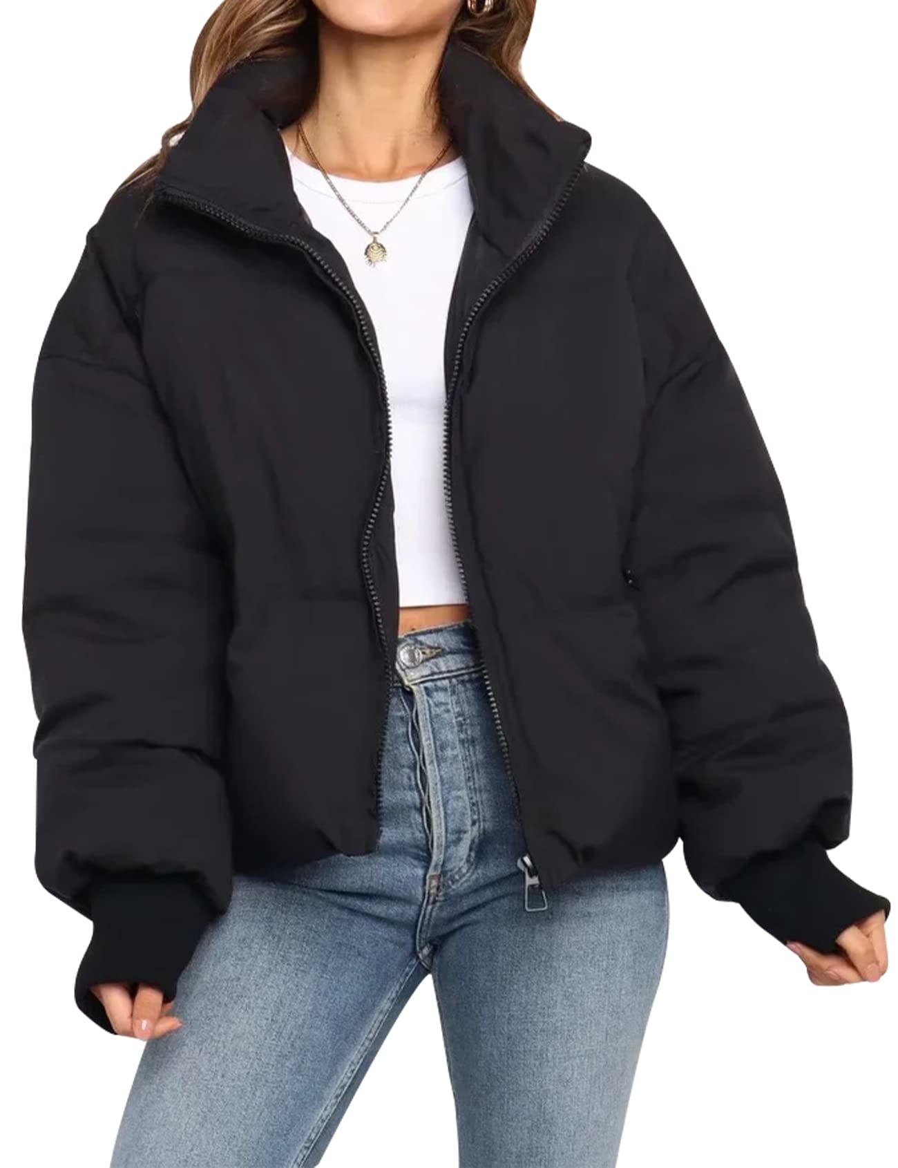 Women’s Winter Cropped Puffer Jacket Coat Short Warm Quilted Jacket