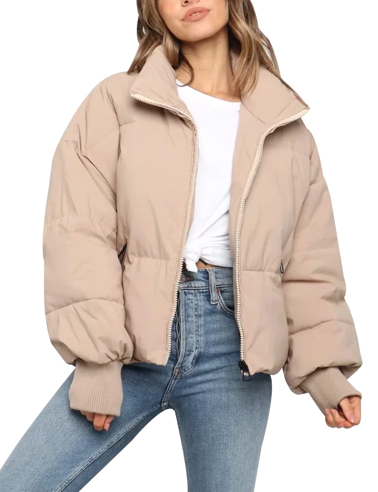 Women’s Winter Cropped Puffer Jacket Coat Short Warm Quilted Jacket